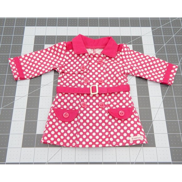 American Girl Rainy Day Coat MYAG Doll Jacket Coat Outfit Retired Polka Dot Pink - Picture 1 of 6